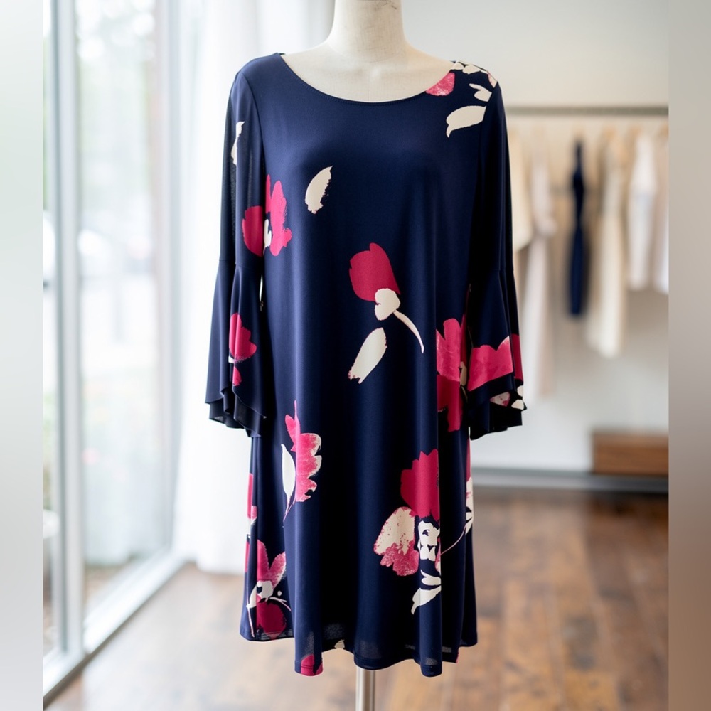 NWT Ralph Lauren Navy Pink Floral Shift Dress Size 4